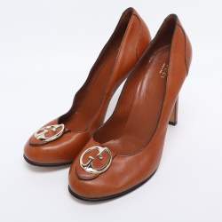 Pre Owned Gucci Tan Leather 1973 Pumps Size 41