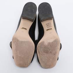 Pre Owned Gucci Black Leather GG Marmont Block Heel Pumps Size 36