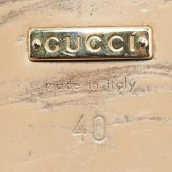 Pre Owned Gucci Ivory Leather Peyton Pearl Embellished Loafers Size 40