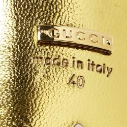 مملوكة مسبقًا حذاء كعب عالي غوتشي جلد أزرق مزين بامبو كرز مقاس 40