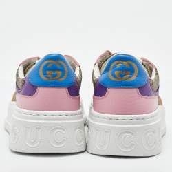 Pre Owned Gucci Multicolor GG Supreme Canvas and Leather Low Top Sneakers Size 39