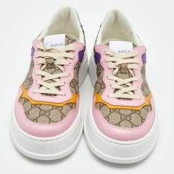 Pre Owned Gucci Multicolor GG Supreme Canvas and Leather Low Top Sneakers Size 39