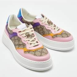 Pre Owned Gucci Multicolor GG Supreme Canvas and Leather Low Top Sneakers Size 39