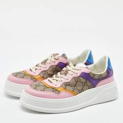 Pre Owned Gucci Multicolor GG Supreme Canvas and Leather Low Top Sneakers Size 39