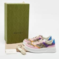 Pre Owned Gucci Multicolor GG Supreme Canvas and Leather Low Top Sneakers Size 39