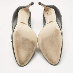 Pre Owned Gucci Black/Red Leather Kingsnake Pumps Size 38.5