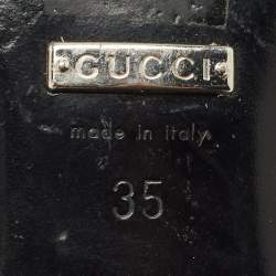 Pre Owned Gucci Black Suede Maxime Crystal Embellished Slide Sandals Size 35