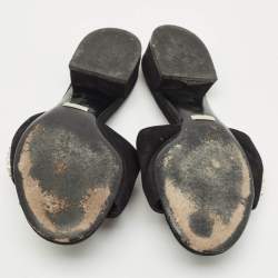 Pre Owned Gucci Black Suede Maxime Crystal Embellished Slide Sandals Size 35