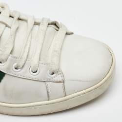 Pre Owned Gucci White Leather Ace Bee Embroidered Low Top Sneakers Size 38