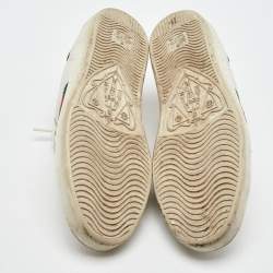 Pre Owned Gucci White Leather Ace Bee Embroidered Low Top Sneakers Size 38