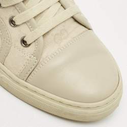 Pre Owned Gucci Grey GG Canvas and Leather High Top Sneakers Size 36