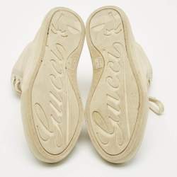 Pre Owned Gucci Grey GG Canvas and Leather High Top Sneakers Size 36