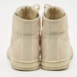 Pre Owned Gucci Grey GG Canvas and Leather High Top Sneakers Size 36