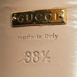 Pre Owned صندل غووتشي سيور كاحل منصة مكلل بجلد أحمر مرصع مقاس 38.5