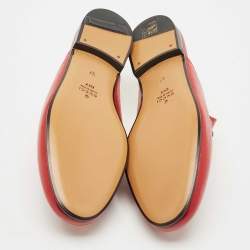 Pre Owned Gucci Red Leather Princetown Flat Mules Size 37