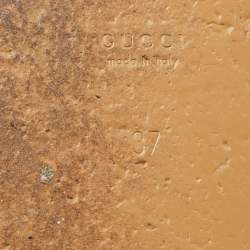 Pre Owned Gucci Cream Leather GG Logo Flat Slides Size 37