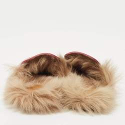 Pre Owned Gucci Pink Leather And Fur Princetown Sandals Size 40