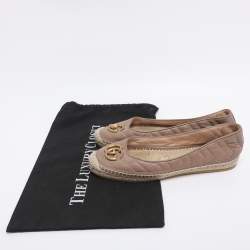 Pre Owned Gucci Nude Pink Quilted Leather GG Marmont Espadrille Flats Size 39