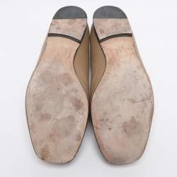 Pre Owned Gucci Dark Beige Leather Horsebit Slip On Loafers Size 38