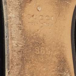 Pre Owned Gucci Black Velvet And Fur Lined Princetown Flat Mules Size 36.5