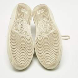 Pre Owned Gucci White Leather Web Ace Sneakers Size 37.5