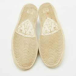 Pre Owned Gucci White Leather Embroidered Bee Ace Low Top Sneakers Size 37.5