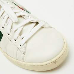 Pre Owned Gucci White Leather Embroidered Bee Ace Low Top Sneakers Size 37.5