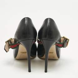 Pre Owned Gucci Black Leather Sylvie Mary Jane Pumps Size 35