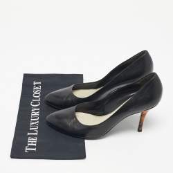 مملوكة مسبقًا Gucci Black Leather Round Toe Pumps Size 39
