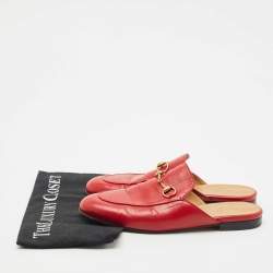 Pre Owned خُف برينستاون جلد أحمر غوتشي مقاس 38.5