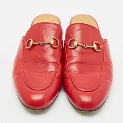 Pre Owned خُف برينستاون جلد أحمر غوتشي مقاس 38.5