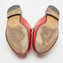 Pre Owned خُف برينستاون جلد أحمر غوتشي مقاس 38.5