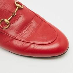 Pre Owned خُف برينستاون جلد أحمر غوتشي مقاس 38.5