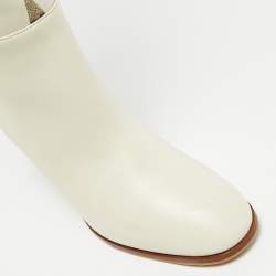 Pre Owned Gucci Multicolor Leather and GG Supreme Canvas Knee Length Boots Size 38.5