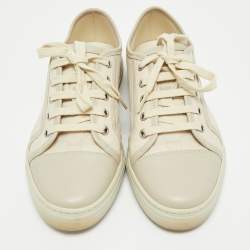 Pre Owned Gucci Grey GG Canvas and Leather Lace Up Sneakers Size 37.5