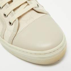 Pre Owned Gucci Grey GG Canvas and Leather Lace Up Sneakers Size 37.5