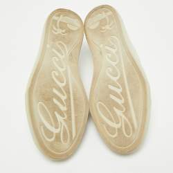 Pre Owned Gucci Grey GG Canvas and Leather Lace Up Sneakers Size 37.5