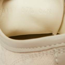 Pre Owned Gucci Grey GG Canvas and Leather Lace Up Sneakers Size 37.5