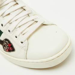 Pre Owned Gucci White Leather Arrow Embellished Ace Sneakers Size 36.5