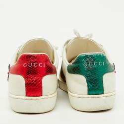 Pre Owned Gucci White Leather Arrow Embellished Ace Sneakers Size 36.5