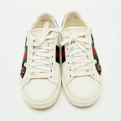 Pre Owned Gucci White Leather Arrow Embellished Ace Sneakers Size 36.5