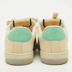 Pre Owned Gucci Multicolor Nubuck Leather and Crystal GG Canvas Screener Sneakers Size 36