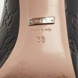 Pre Owned Gucci Black Leather New Hollywood Horsebit Peep Toe Pumps Size 38