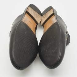 Pre Owned Gucci Black Leather Princetown Horsebit Flat Mules Size 36.5