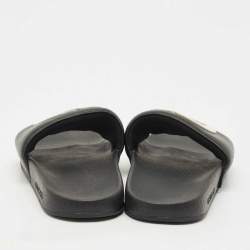 Pre Owned Gucci Black Rubber GG Logo Pool Slides Size 38