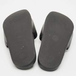 Pre Owned Gucci Black Rubber GG Logo Pool Slides Size 38