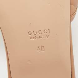 Pre Owned Gucci Beige Leather Interlocking G Cut Out Flat Slides Size 40