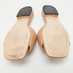 Pre Owned Gucci Beige Leather Interlocking G Cut Out Flat Slides Size 40