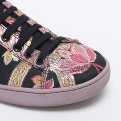 Pre Owned حذاء رياضي غوتشي قماش وجلد GG زهري متعدد الألوان عنق منخفض مقاس 37.5