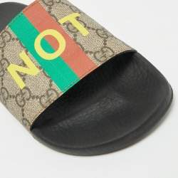 Pre Owned Gucci Multicolor GG Supreme Canvas Pool Slide Size 38